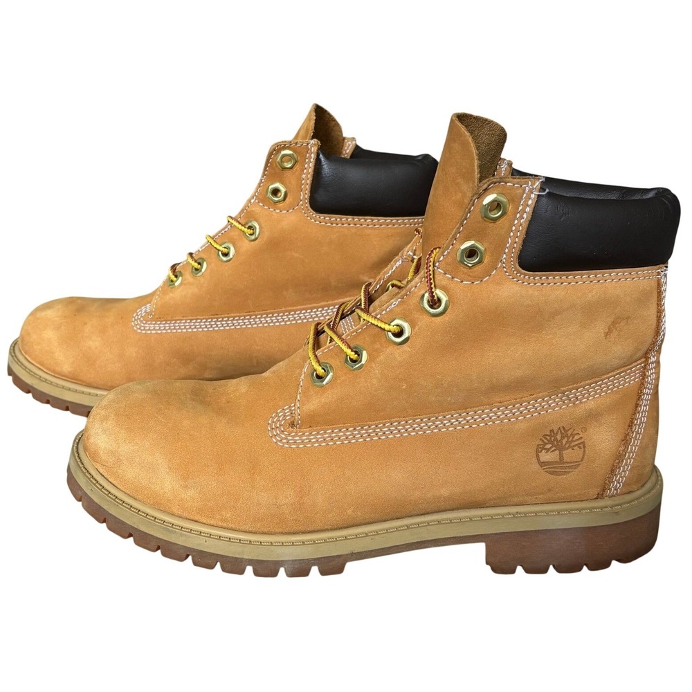 Timberland 6" Premium Waterproof Boots Wheat Nubuck Juniors Teens Sz 7